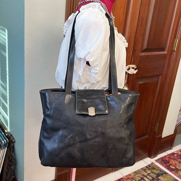 Ralph Lauren Shoulder bag business bag black smooth leather simple & gorgeous - Picture 3 of 12